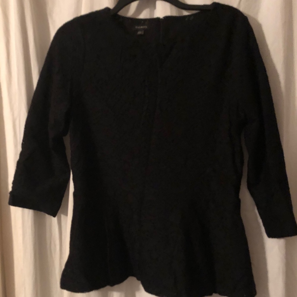 Talbots black lace peplum top